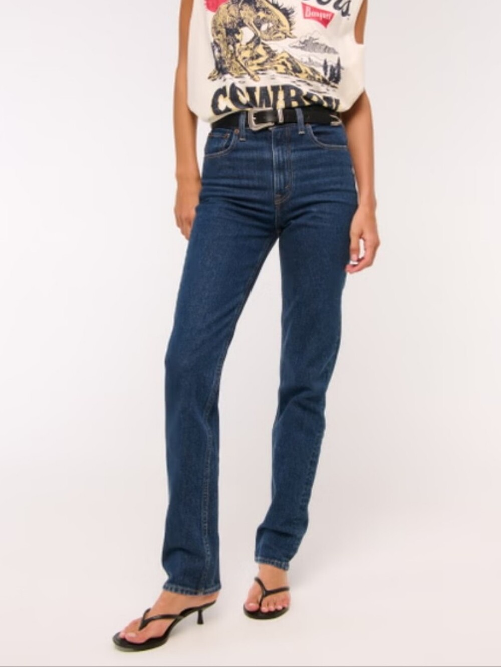 Abercrombie Fitch 90s Straight Ultra High Rise  Jean 31/12L Dark Marble Blue